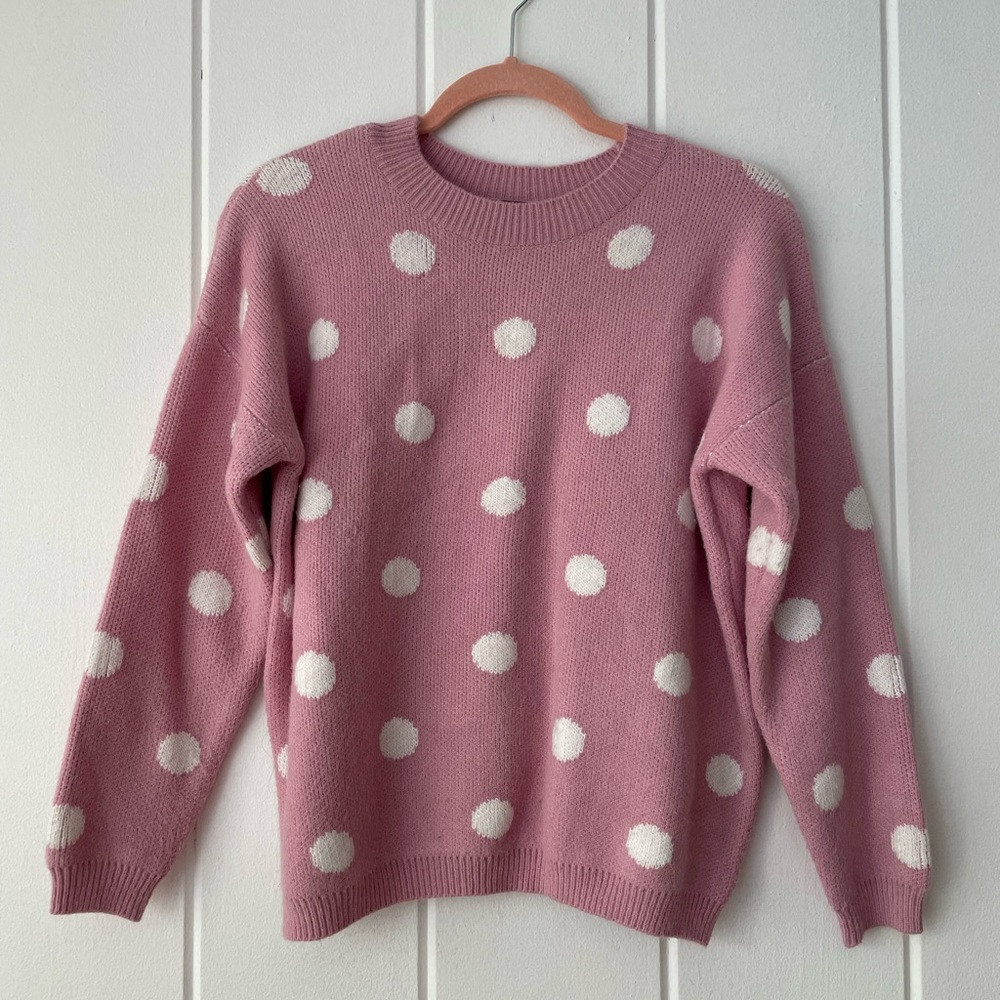 Chelsea & Theodore Pink Polka Dot Sweater